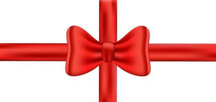 Glossy red bow ribbon on white background. vector