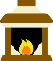 Fireplace icon in brown color. vector