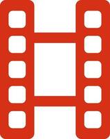 Red Film strip icon in flat style. vector