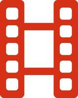 Red Film strip icon in flat style. vector