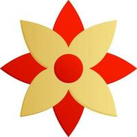 Red and yellow paper flower on white background. vector