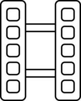 Thin line icon of Film strip in flat style. vector
