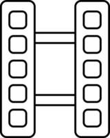 Thin line icon of Film strip in flat style. vector