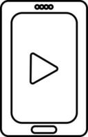 Video player sign with smartphone icon made with line art. vector