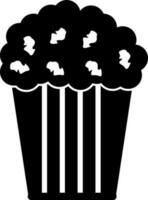 Illustration of popcorn icon for cinema in black. vector
