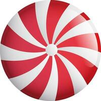 Round candy in red and white color. vector