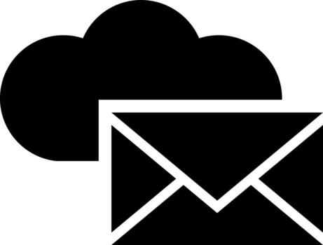 nube informática mensaje glifo icono. vector