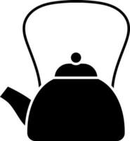 Black kettle in flat style. vector