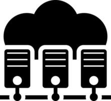 Cloud server networking glyph icon or symbol. vector