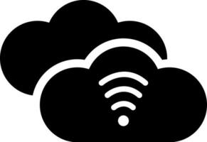 Cloud network wifi connection icon in black color. vector