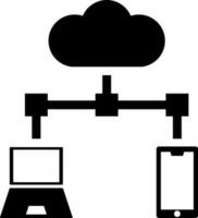 Cloud server connected mobile with laptop icon. vector