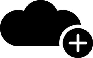 Cloud storage data add glyph icon. vector