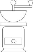 Black line art illustration of coffee grinder machine. vector