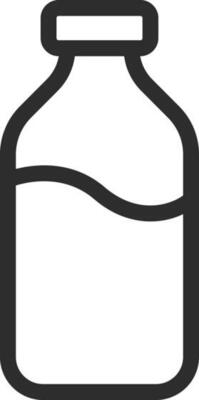 Milk bottle icon in line art.