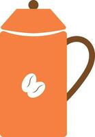 Coffee jug made by orange and brown color. vector