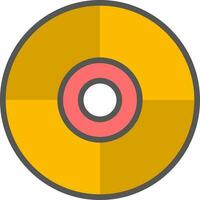 Flat style CD or DVD icon in yellow and red color. vector