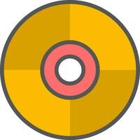 Flat style CD or DVD icon in yellow and red color. vector