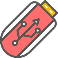 plano estilo USB icono en vistoso color. vector