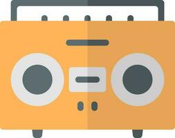 Flat style cassette player icon in orange and gray color. vector