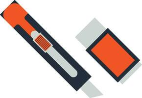 Color icon of eraser and cutter tool in illustration. vector