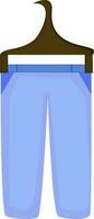 Illustration of blue color trouser on hanger. vector