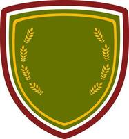 Winning shield in maroon, white and green colors. vector