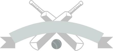 Crossed bats with ball and ribbon for Cricket. vector