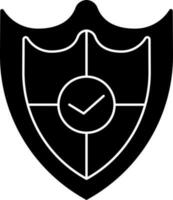 Shield with protection approved glyph icon. vector