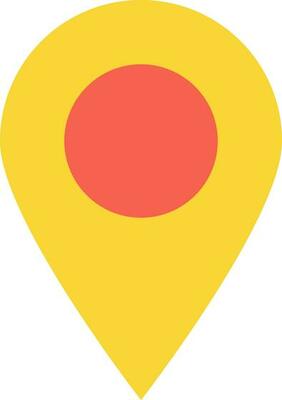 Flat style map pin in yellow and pink color.