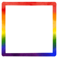 Rainbow rectangle frame with watercolor brush background png