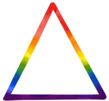 Rainbow triangle frame with watercolor brush background png