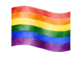 Rainbow  flag watercolor brush background on png