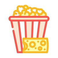 cheese popcorn food color icon vector illustration