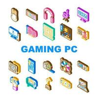 game pc computer gaming icons set vector