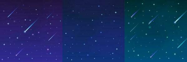 Star and comet in night sky vector background