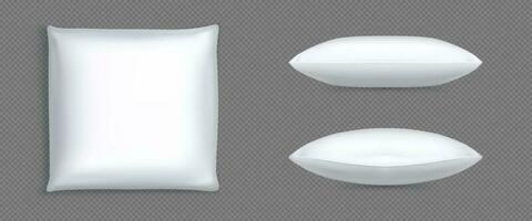 White square pillow realistic, top side view vector