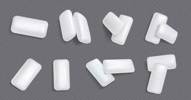 White chewing gums, mint candies for fresh breath vector