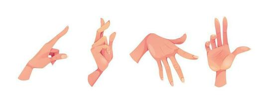 Hand gestures set. Female arm, palm with fingers vector