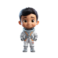 Adventurous Astronaut Boy Cartoon Exploring the Cosmic Frontier png