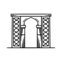 Islamic gate building hand drawing vector. vector