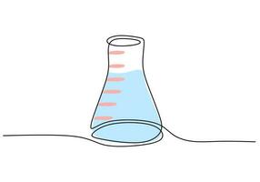 Erlenmeyer flask - Laboratory equipment and tools object, one line vector