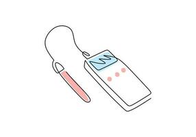 pH meter - Laboratory equipment and tools object, one line drawing vector