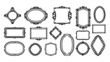 Hand drawn frames vector. Vintage doodle sketch picture frame, illustration Blank black square, cadre rectangle label elegant sketches line, isolated on white background. vector