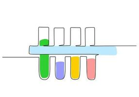 prueba tubo - laboratorio equipo y herramientas objeto, uno línea dibujo vector