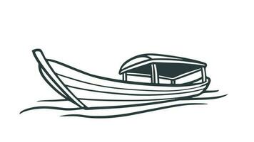 Traditional Thai boat drawing. transport travel by sea and fishing vector