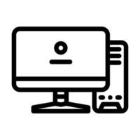 escritorio juego de azar ordenador personal línea icono vector ilustración