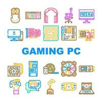 game pc computer gaming icons set vector