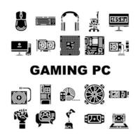 game pc computer gaming icons set vector