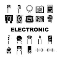 component electronic chip icons set vector