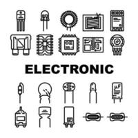 componente electrónico chip íconos conjunto vector